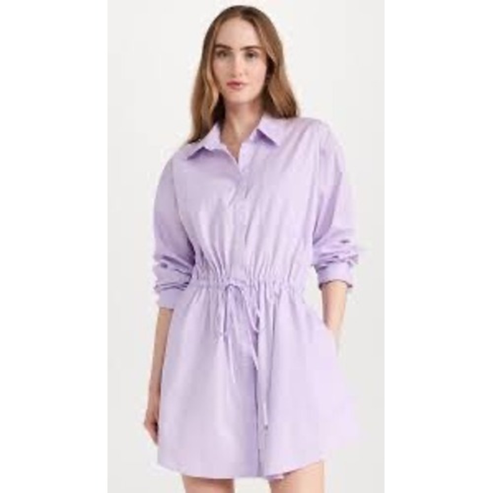 Pistola Iriso Lavender Drawstring Waist Cotton Shirt Mini Dress XS P00071127CP